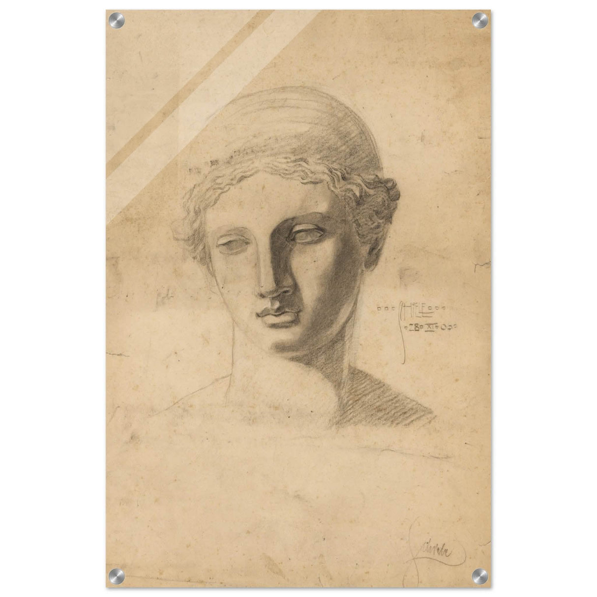 antike buste 1906 by egon schiele vintage wall art printFramed Canvas