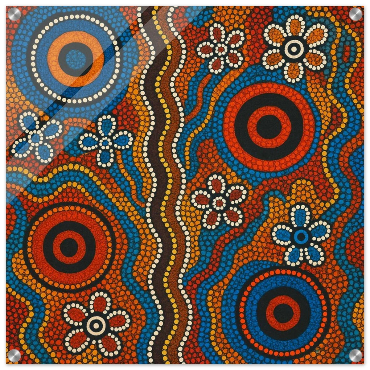 Aboriginal Dreaming Circles Wall Art Print - Acrylic Print - 60x60 cm / 24x24″ -