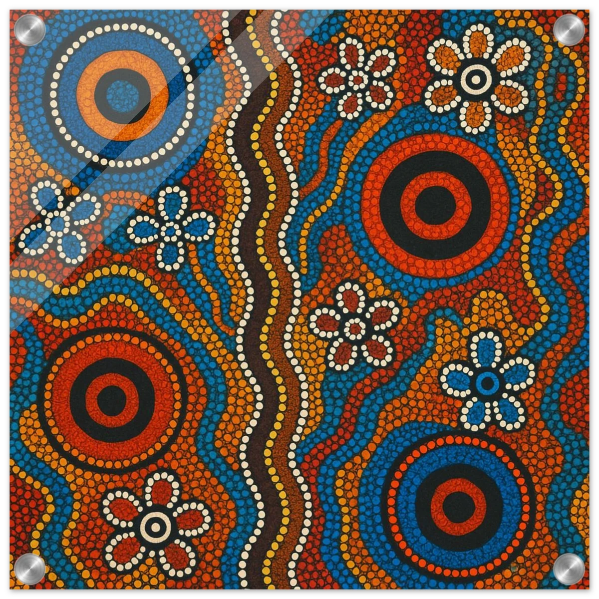 Aboriginal Dreaming Circles Wall Art Print - Acrylic Print - 40x40 cm / 16x16″ -