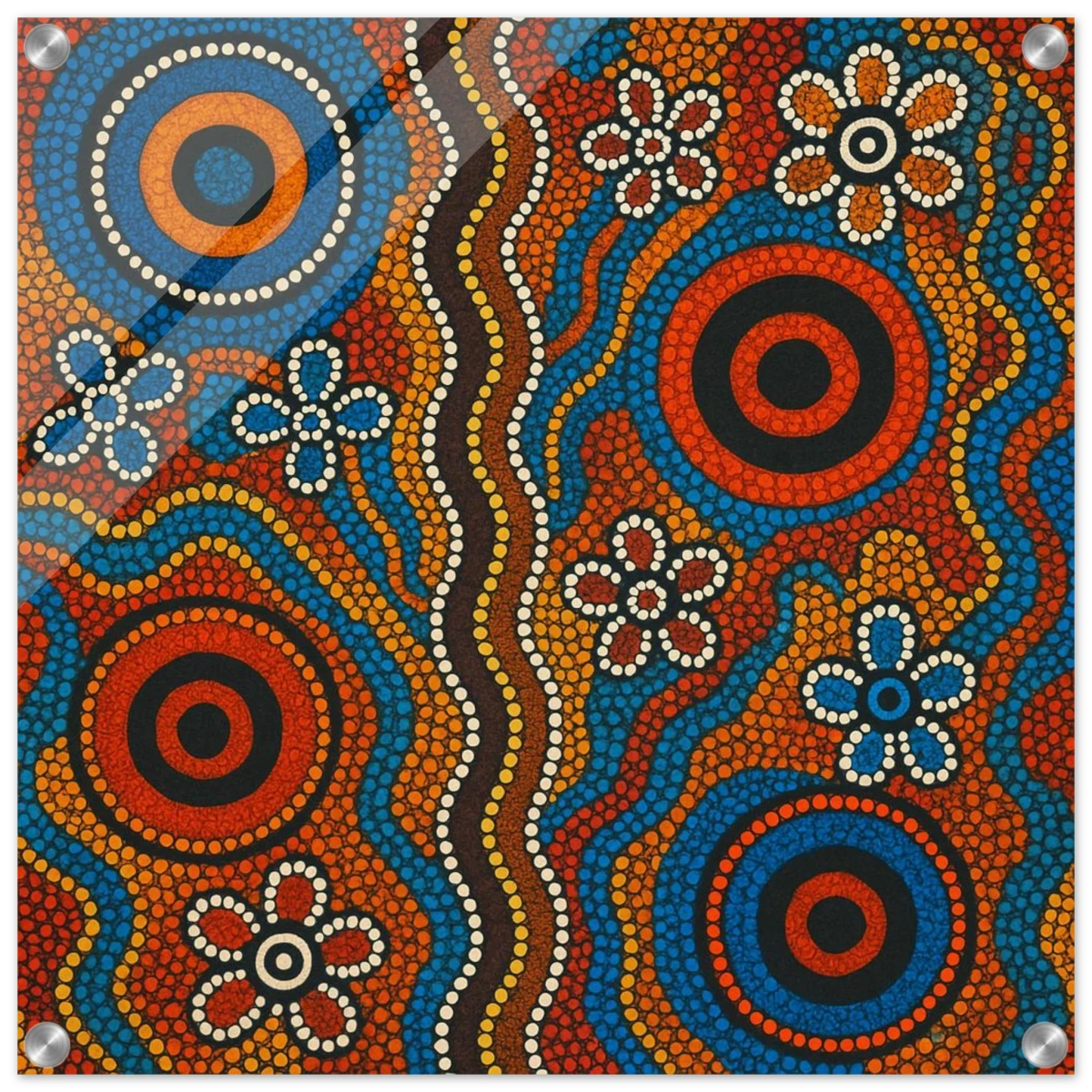 Aboriginal Dreaming Circles Wall Art Print - Acrylic Print - 50x50 cm / 20x20″ -