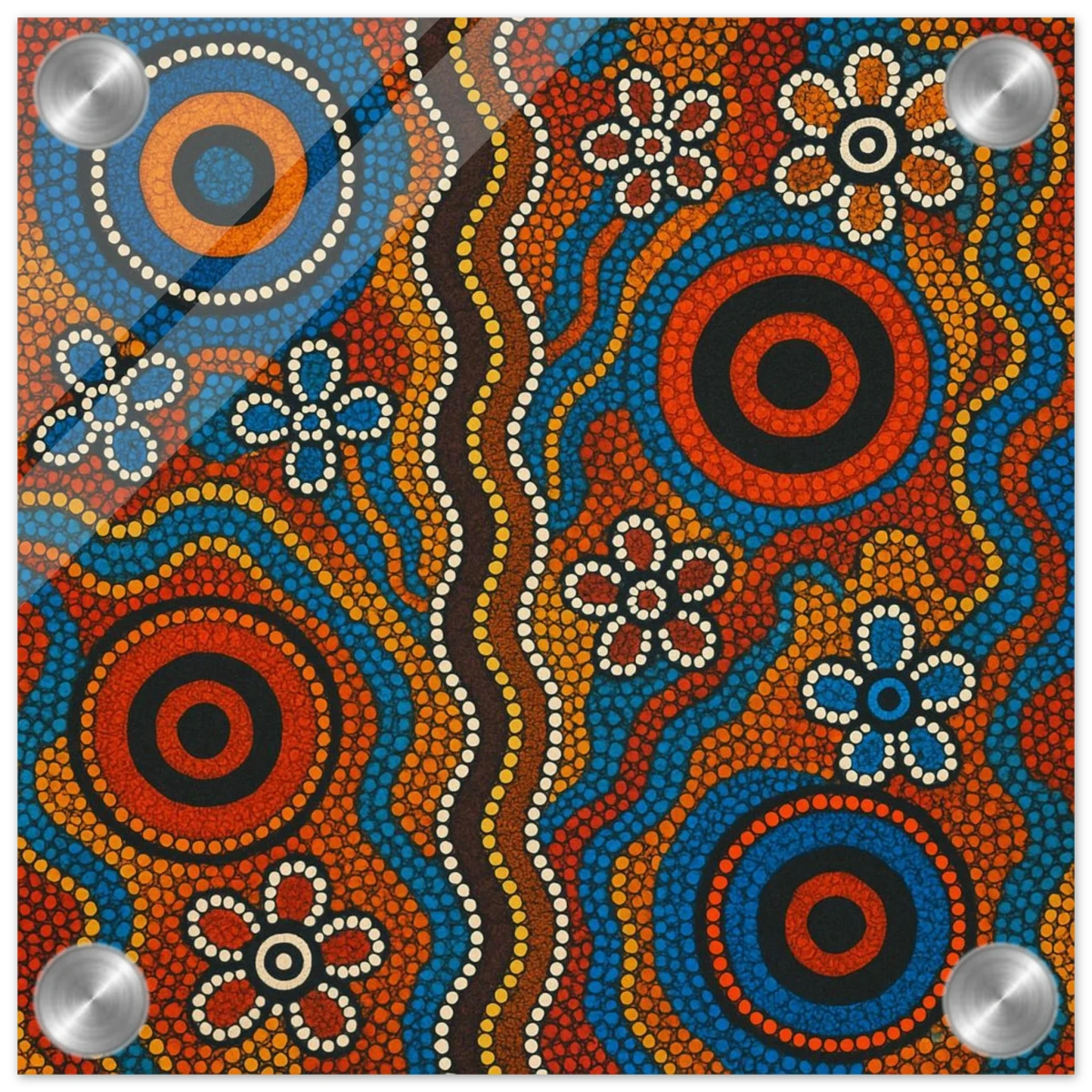 Aboriginal Dreaming Circles Wall Art Print - Acrylic Print - 20x20 cm / 8x8″ -