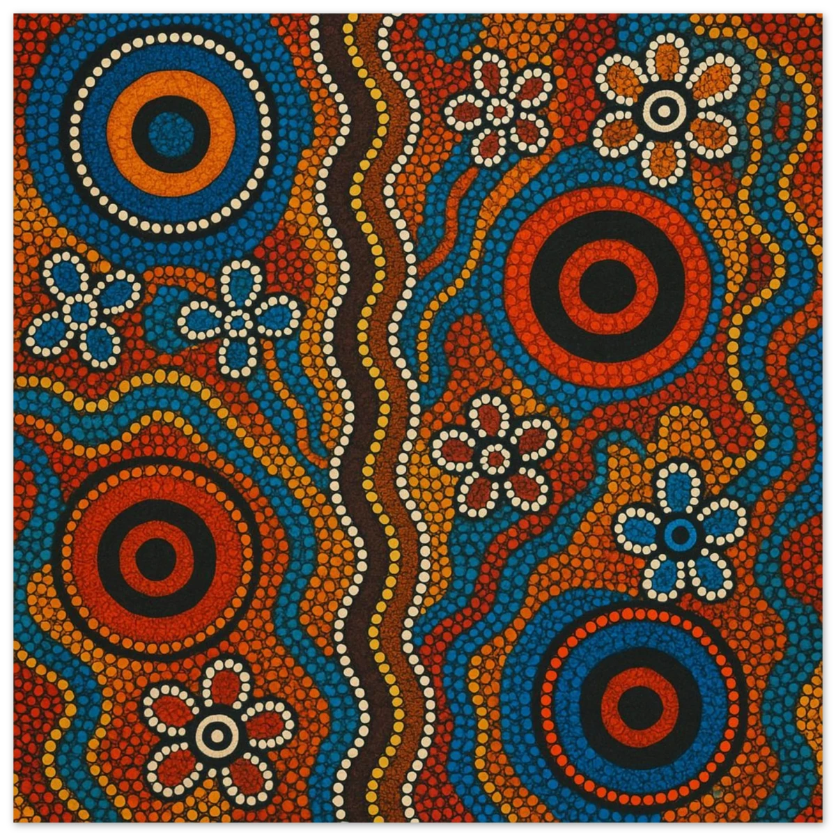 Aboriginal Dreaming Circles Wall Art Print - Wood Prints - 60x60 cm / 24x24″ -