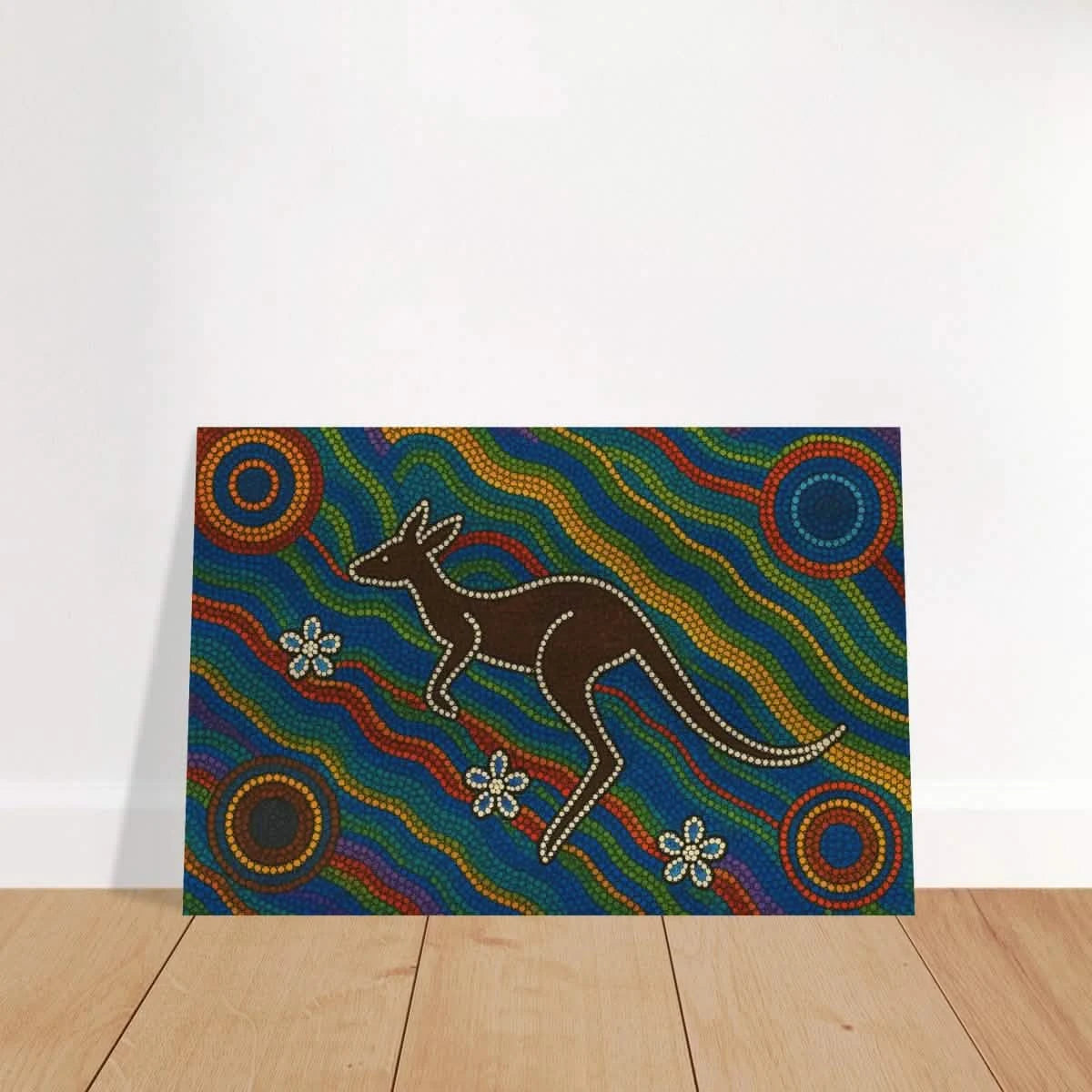 Aboriginal Kangaroo Dreaming Wall Art Print - Brushed Aluminum Print - 50x75 cm / 20x30″ -