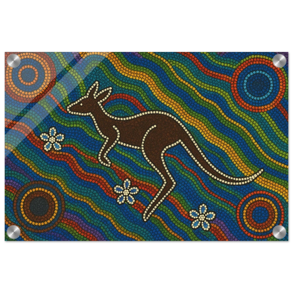 Aboriginal Kangaroo Dreaming Wall Art Print - Acrylic Print - 30x45 cm / 12x18″ -