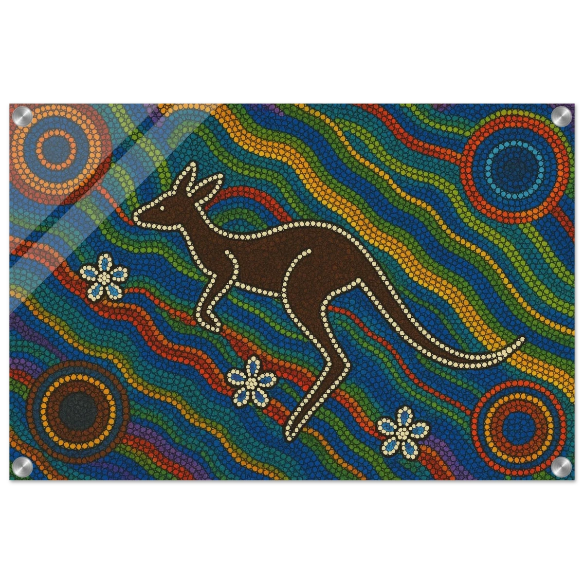 Aboriginal Kangaroo Dreaming Wall Art Print - Acrylic Print - 40x60 cm / 16x24″ -