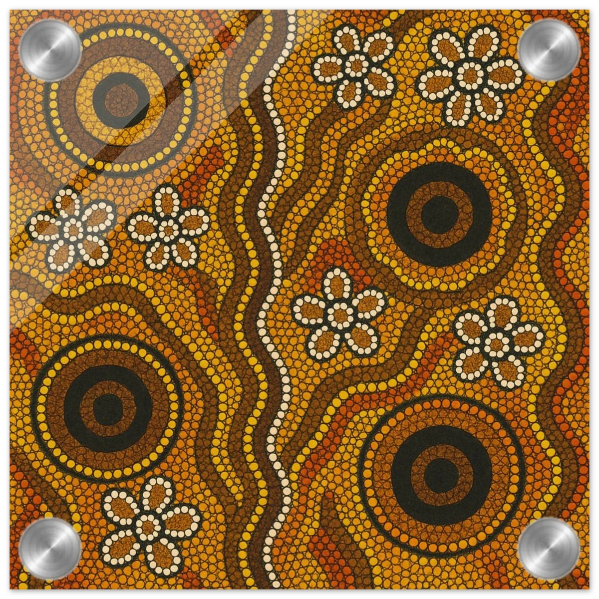 Aboriginal Ochre Earth Tones Wall Art Print - Acrylic Print - 20x20 cm / 8x8″ -