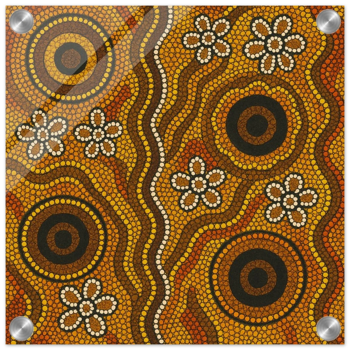 Aboriginal Ochre Earth Tones Wall Art Print - Acrylic Print - 30x30 cm / 12x12″ -