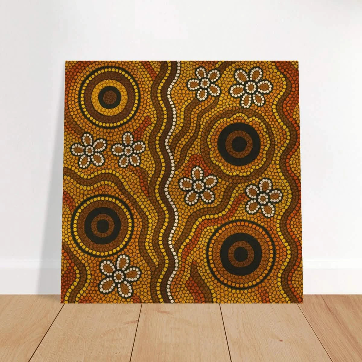 Aboriginal Ochre Earth Tones Wall Art Print - Brushed Aluminum Print - 20x20 cm / 8x8″ -
