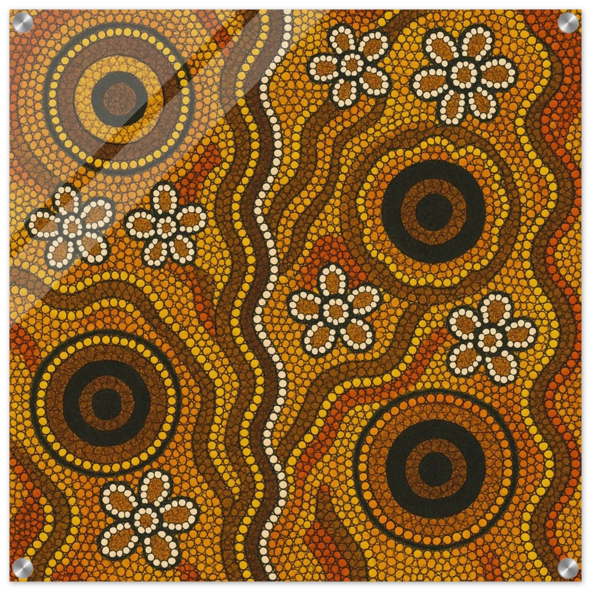 Aboriginal Ochre Earth Tones Wall Art Print - Acrylic Print - 60x60 cm / 24x24″ -