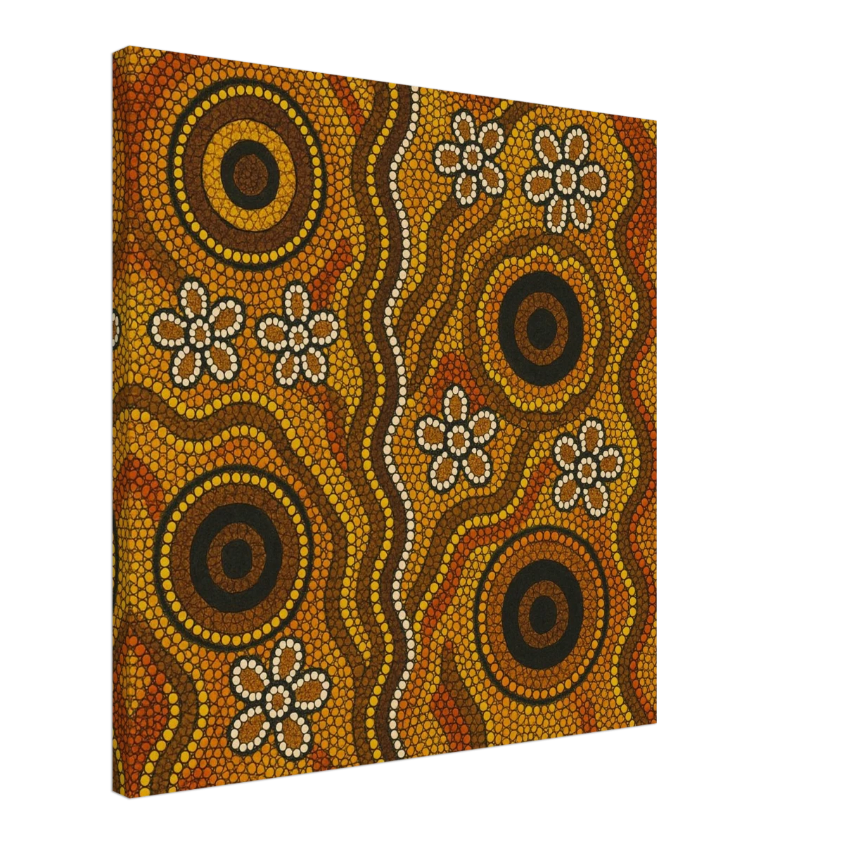 Aboriginal Ochre Earth Tones Wall Art Print - Canvas - 60x60 cm / 24x24″ -
