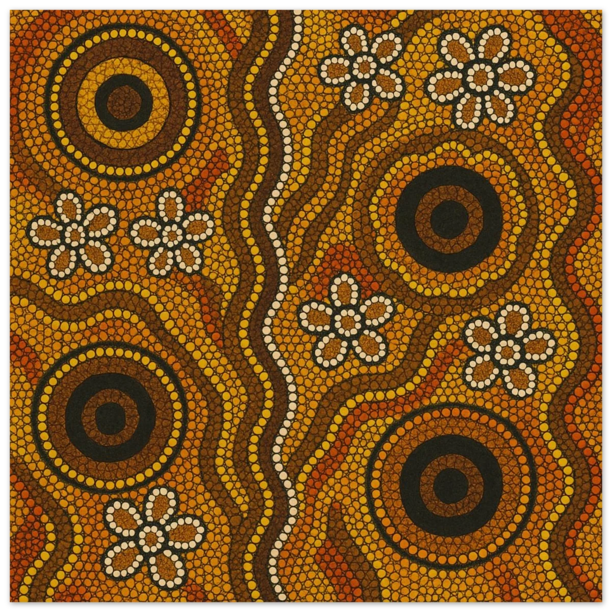 Aboriginal Ochre Earth Tones Wall Art Print - Wood Prints - 40x40 cm / 16x16″ -
