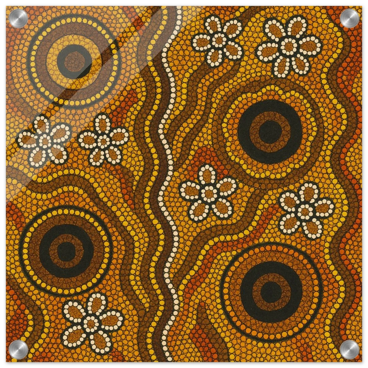 Aboriginal Ochre Earth Tones Wall Art Print - Acrylic Print - 40x40 cm / 16x16″ -