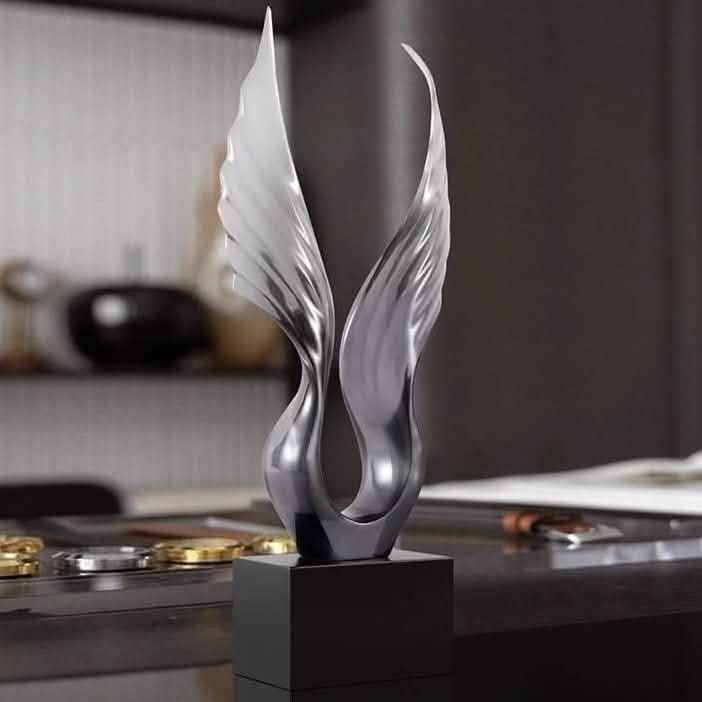 Abstract Angel Wings Resin Sculpture – Modern Decorative Ornament - Angel Wings Resin Sculpture - 18.5 x 8 x 45 cm -