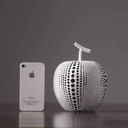 Abstract Apple Resin Sculpture – Modern Minimalist Fruit Ornament - White -