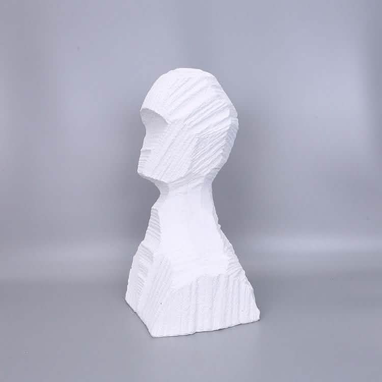 Abstract Black Geometric Bust Sculpture – Modern Minimalist Resin Statue for Contemporary Home & Office Décor - White -