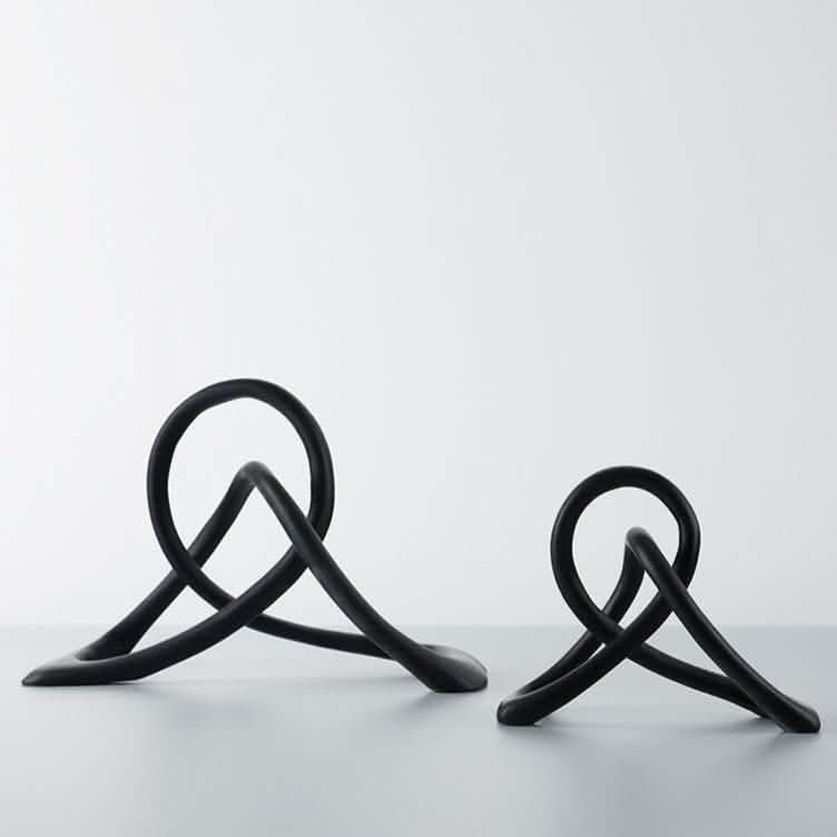 Abstract Black Resin Knot Sculpture – Modern Geometric Art Ornament - Accent Size (Small) -