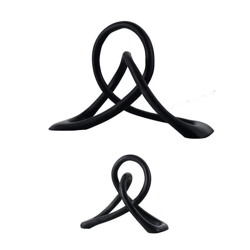 Abstract Black Resin Knot Sculpture – Modern Geometric Art Ornament - Accent Size (Small) -