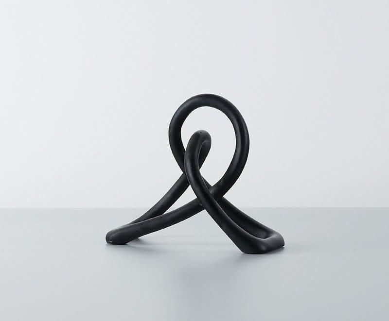 Abstract Black Resin Knot Sculpture – Modern Geometric Art Ornament - Accent Size (Small) -