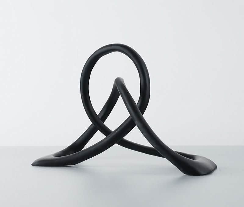 Abstract Black Resin Knot Sculpture – Modern Geometric Art Ornament - Statement Size (Large) -