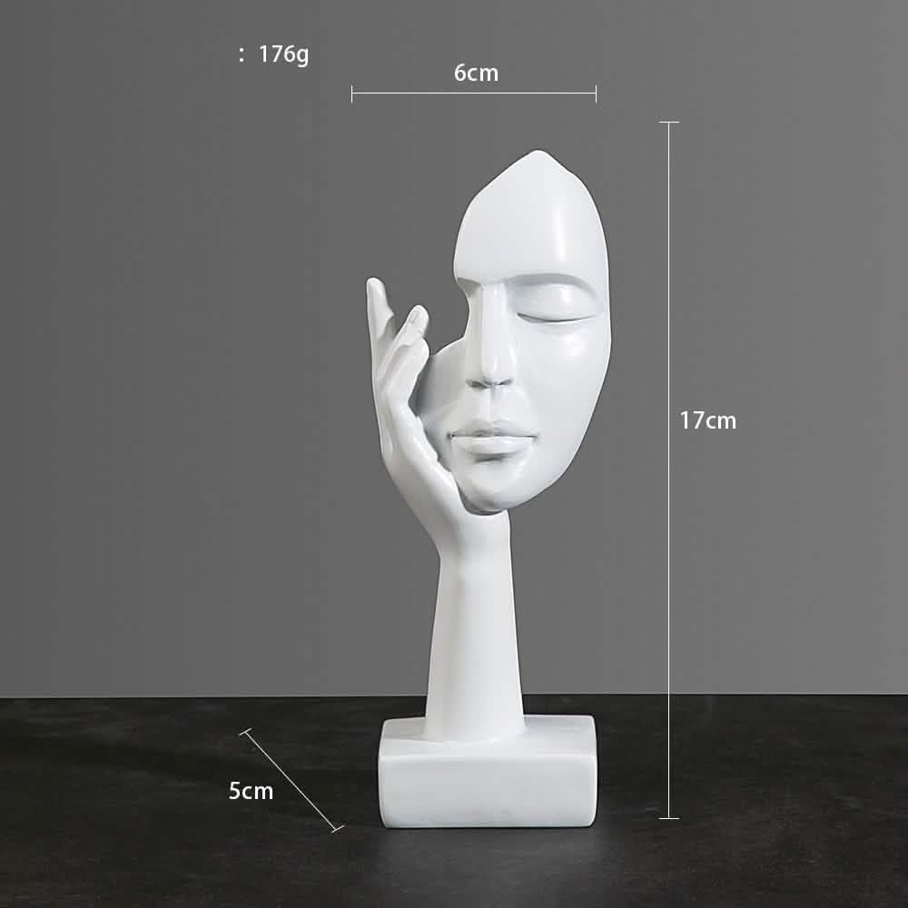 Abstract Character Mask Sculpture | Contemporary Resin Art | 3 Colours - White listening -