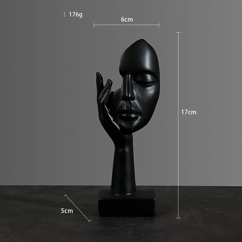 Abstract Character Mask Sculpture | Contemporary Resin Art | 3 Colours - Black listening -