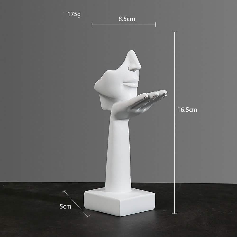 Abstract Character Mask Sculpture | Contemporary Resin Art | 3 Colours - White flying kiss -