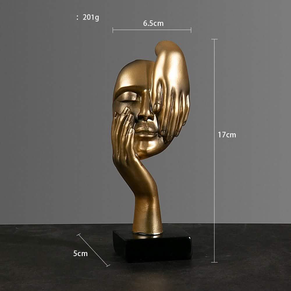 Abstract Character Mask Sculpture | Contemporary Resin Art | 3 Colours - Golden indulgence -