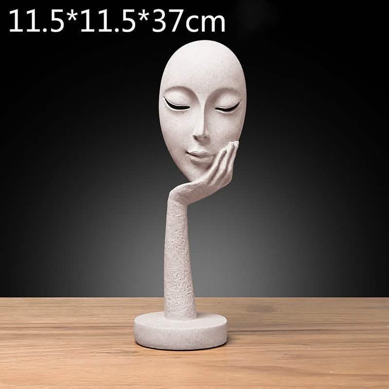 Abstract Character Mask Sculpture | Contemporary Resin Art - BS034 - White 003 -