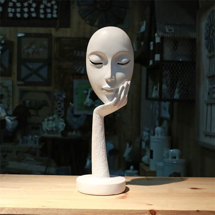 Abstract Character Mask Sculpture | Contemporary Resin Art - BS035 - White 001 -