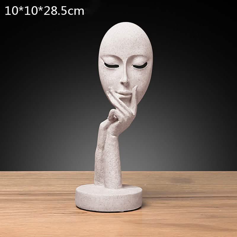 Abstract Character Mask Sculpture | Contemporary Resin Art - BS037 - White 002 -