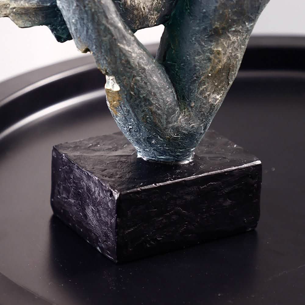 Abstract Couple Mask Sculpture – Modern Resin Art Décor - Green Gold -