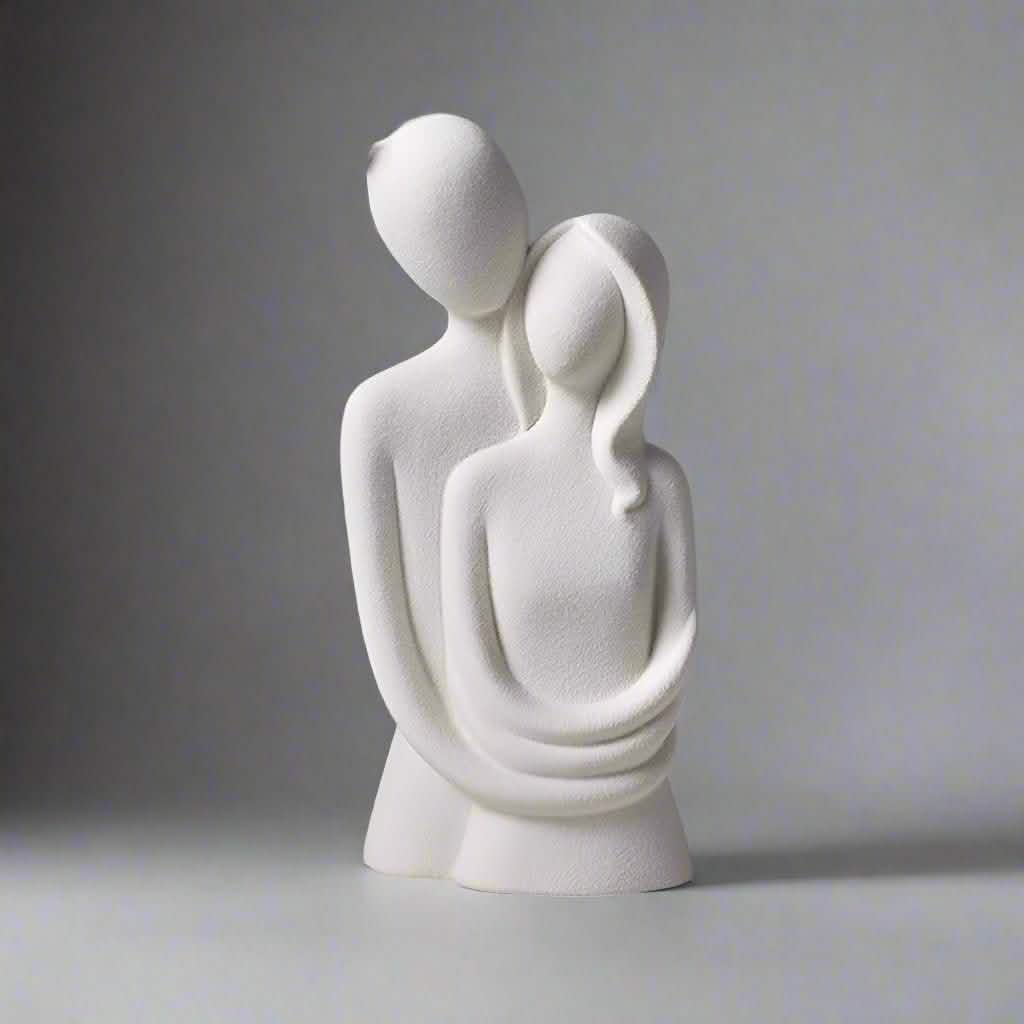 Abstract Couple Statue of Love – Modern Nordic Resin Sculpture for Living Room Decoration & Romantic Home Décor - Green - Small -