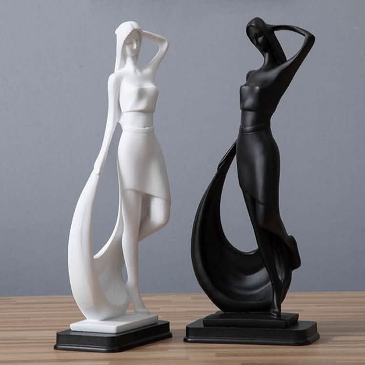 Abstract Dancer Sculpture – Modern Minimalist Resin Art Décor - black -