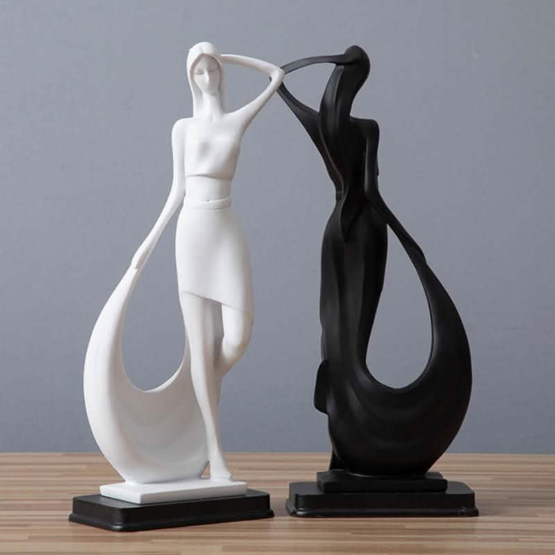 Abstract Dancer Sculpture – Modern Minimalist Resin Art Décor - black -