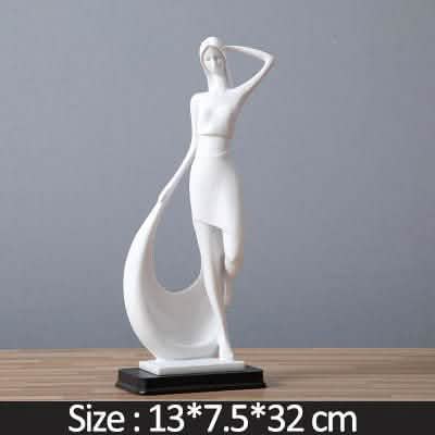 Abstract Dancer Sculpture – Modern Minimalist Resin Art Décor - white -