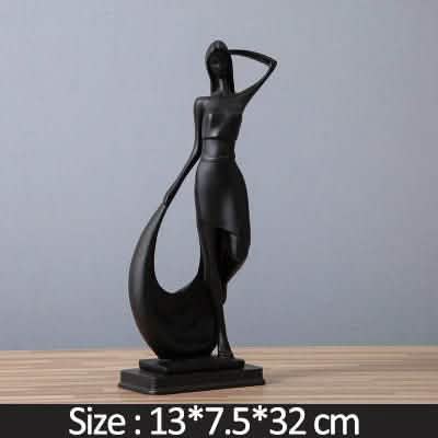 Abstract Dancer Sculpture – Modern Minimalist Resin Art Décor - black -