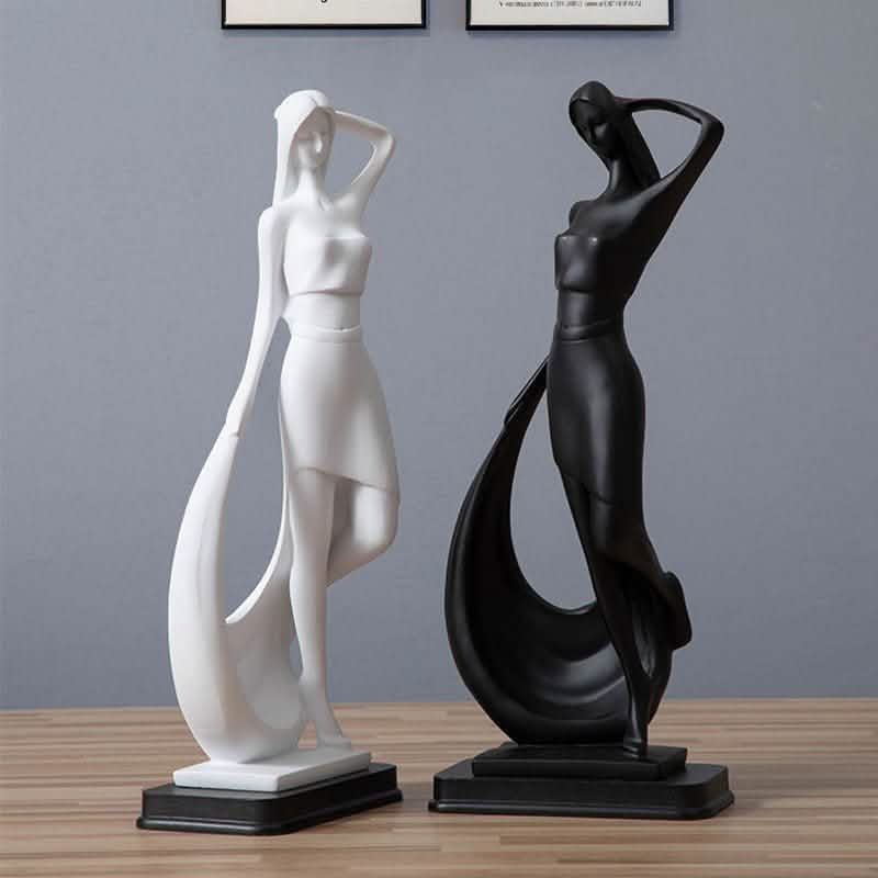 Abstract Dancer Sculpture – Modern Minimalist Resin Art Décor - black -