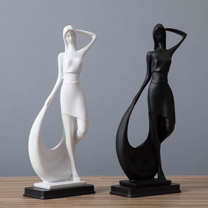 Abstract Dancer Sculpture – Modern Minimalist Resin Art Décor - black -