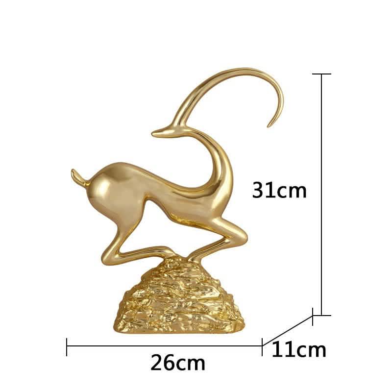 Abstract Deer Resin Sculptures – Modern Electroplated Ornaments (Singles & Pairs) - Single Bright gold -