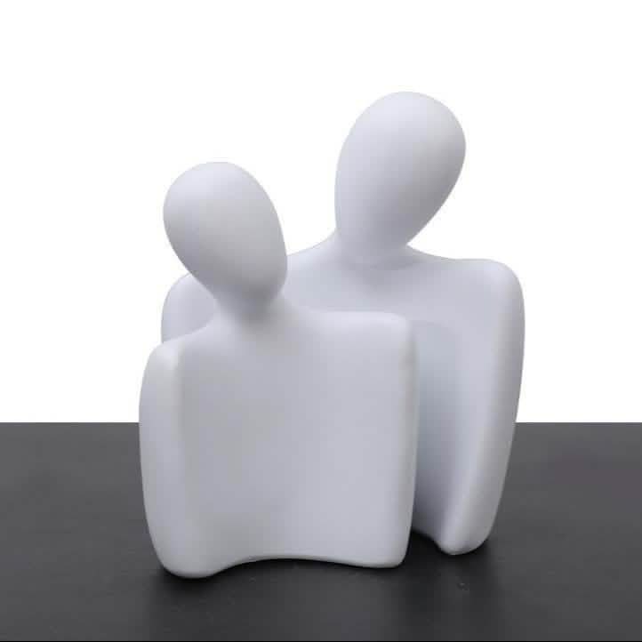 Abstract Embrace Couple Sculpture | Modern Resin Art Décor - Small white -