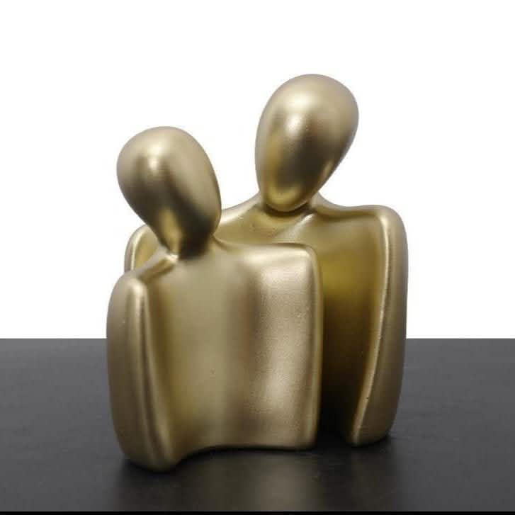 Abstract Embrace Couple Sculpture | Modern Resin Art Décor - Small gold -