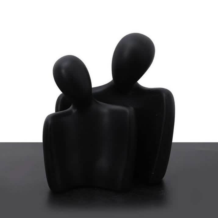 Abstract Embrace Couple Sculpture | Modern Resin Art Décor - Small Black -