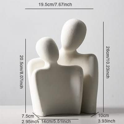 Abstract Embrace Couple Sculpture | Modern Resin Art Décor - White -