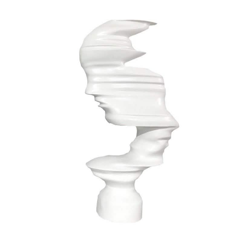 Abstract Face Sculpture – Modern Black & White Décor - White -
