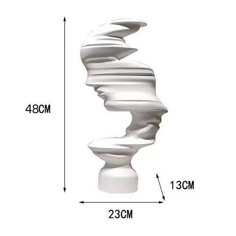 Abstract Face Sculpture – Modern Black & White Décor - White -