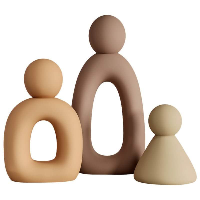 Abstract Family of Three Sculpture – Modern Resin Ornament - Multicolour -