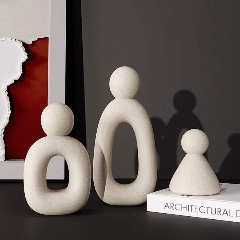 Abstract Family of Three Sculpture – Modern Resin Ornament - Multicolour -