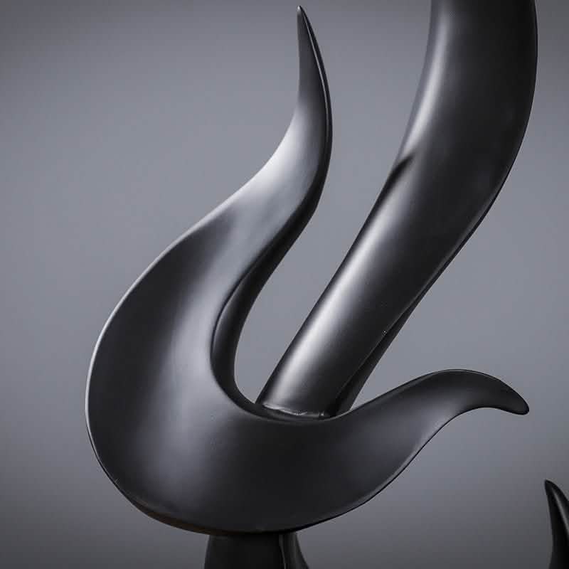 Abstract Flame Resin Sculpture – Modern Minimalist Black & White Art Décor - Black -