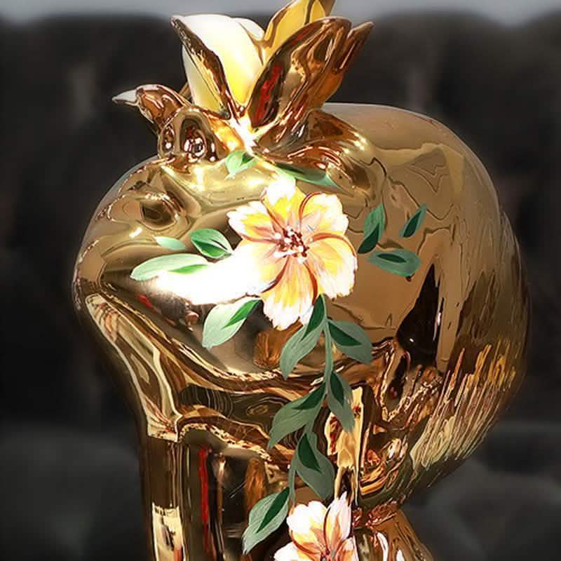 Abstract Flower Girl Sculpture – Modern Resin Art Ornaments - L - Gold -