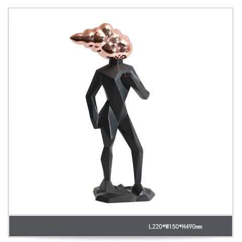 Abstract Futuristic Resin Sculptures – Modern Geometric Figures - Black -